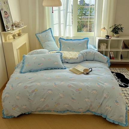 91家纺网 家纺一手货源 找家纺 （总）三朵家纺 2023新款全棉花边款三丽鸥系列四件套