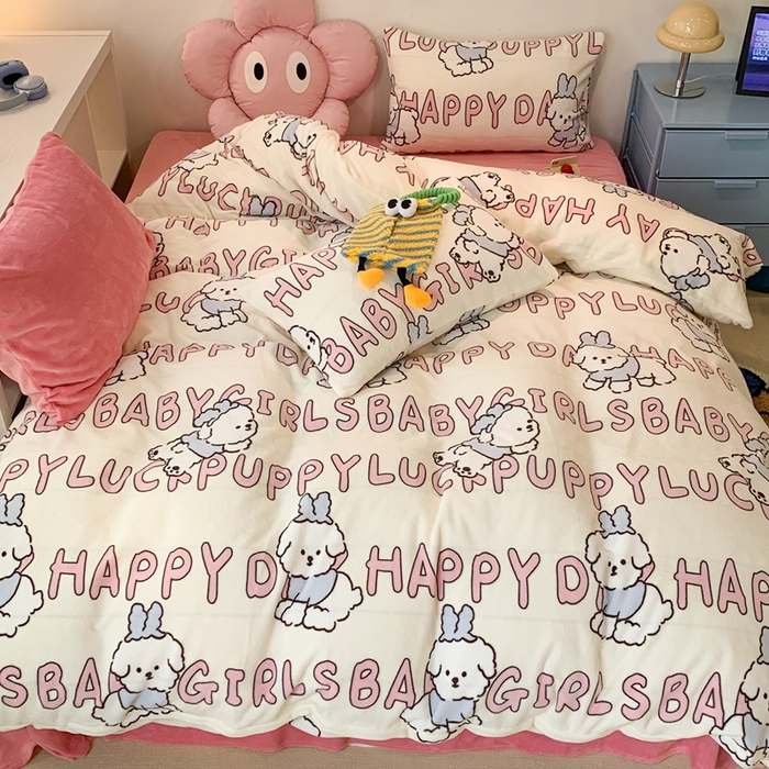 91家纺网 家纺一手货源 找家纺 昔可家纺 2023新款圣诞款四件套 圣诞小萌狗