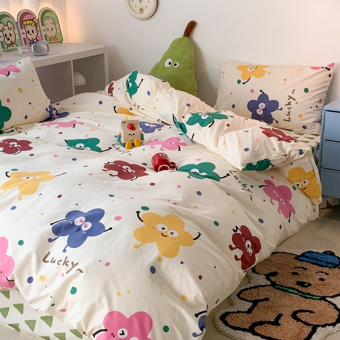 91家纺网 家纺一手货源 找家纺 昔可家纺 2023新款全棉四件套-潮趣系列 花瓣笑脸