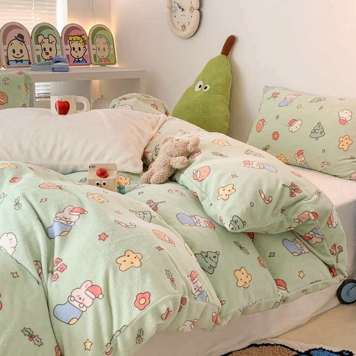 91家纺网 家纺一手货源 找家纺 昔可家纺 2023新款圣诞款四件套 圣诞小礼物