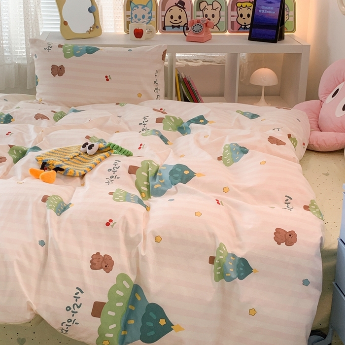 91家纺网 家纺一手货源 找家纺 昔可家纺 2023新款全棉四件套-ins卡通系列 星星圣诞树