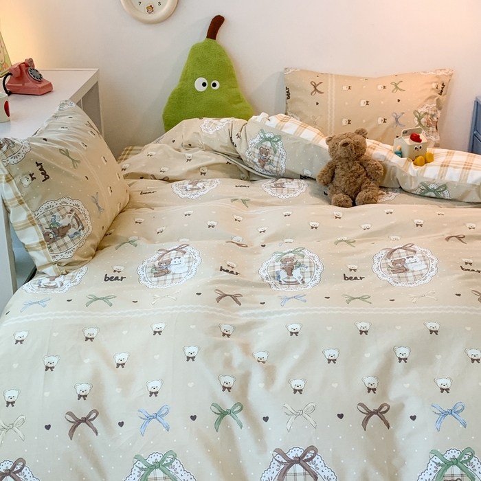 91家纺网 家纺一手货源 找家纺 昔可家纺 2023新款全棉四件套-洛丽塔风 洛丽塔小熊