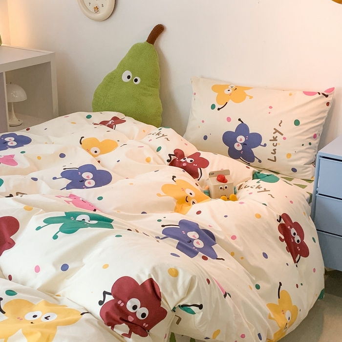 91家纺网 家纺一手货源 找家纺 昔可家纺 2023新款全棉四件套-潮趣系列 花瓣笑脸