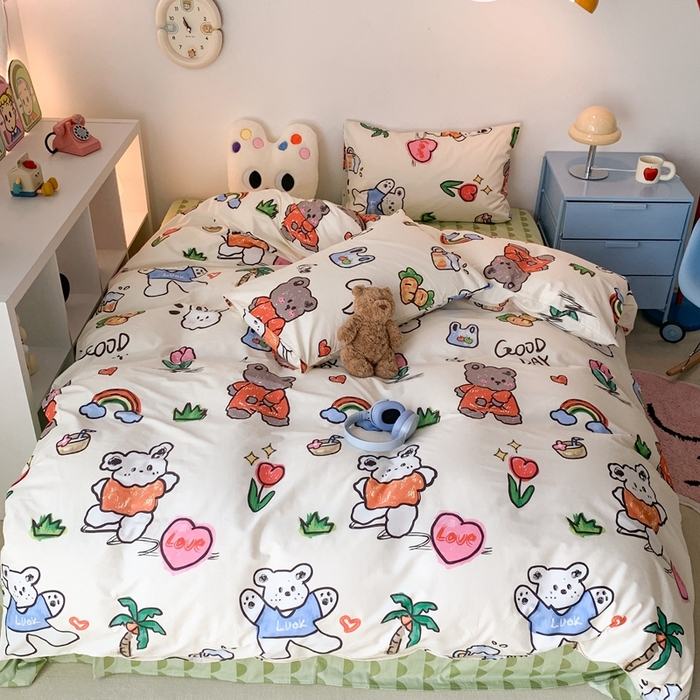 91家纺网 家纺一手货源 找家纺 （总）昔可家纺 2023新款全棉四件套-ins卡通系列