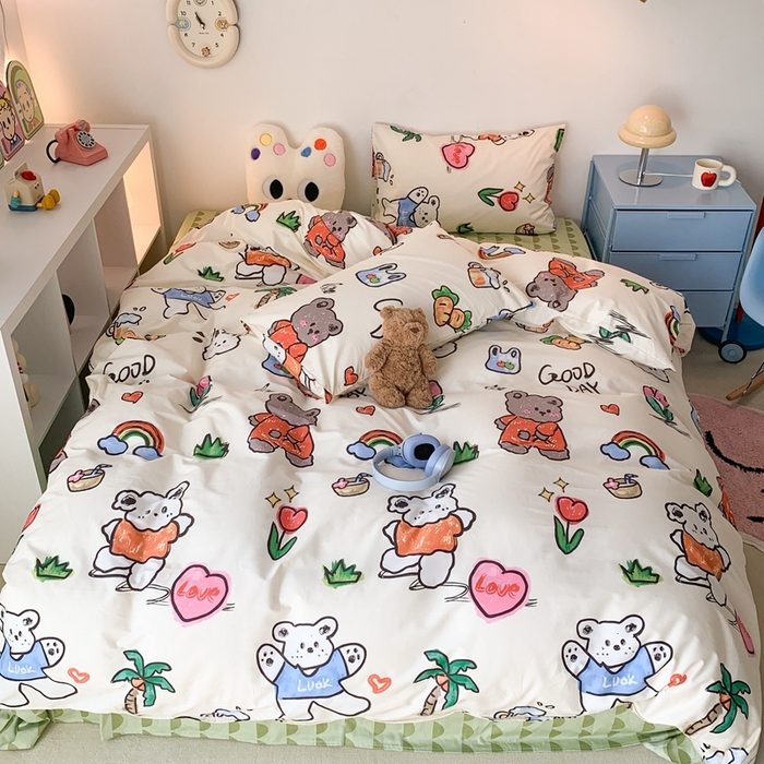 91家纺网 家纺一手货源 找家纺 （总）昔可家纺 2023新款全棉四件套-ins卡通系列