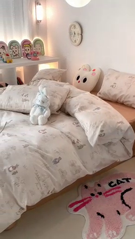 91家纺网 家纺一手货源 找家纺 昔可家纺 2023新款全棉四件套-ins卡通系列 秘境小兔