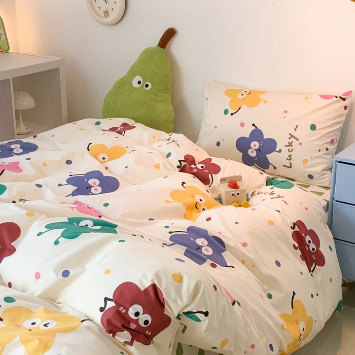 91家纺网 家纺一手货源 找家纺 昔可家纺 2023新款全棉四件套-潮趣系列 花瓣笑脸