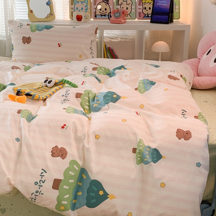 91家纺网 家纺一手货源 找家纺 昔可家纺 2023新款全棉四件套-ins卡通系列 星星圣诞树