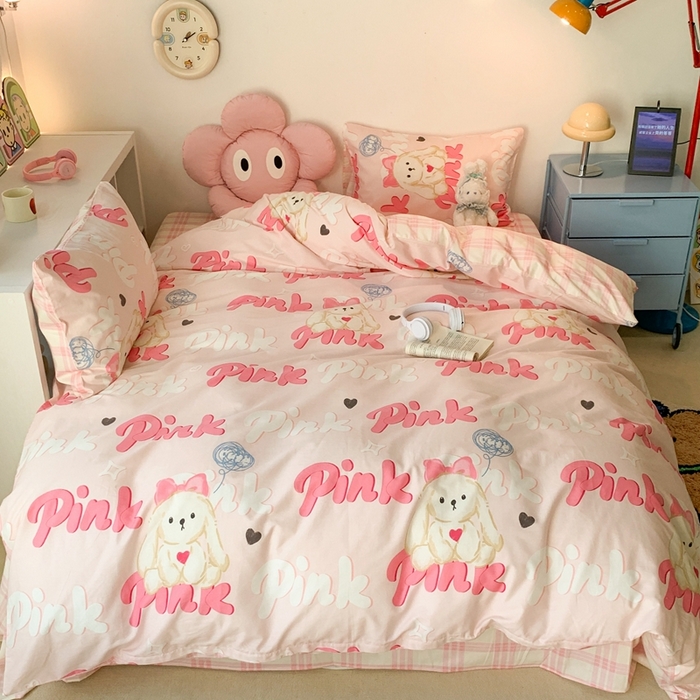 91家纺网 家纺一手货源 找家纺 昔可家纺 2023新款全棉四件套-潮趣系列 pink小奶狗