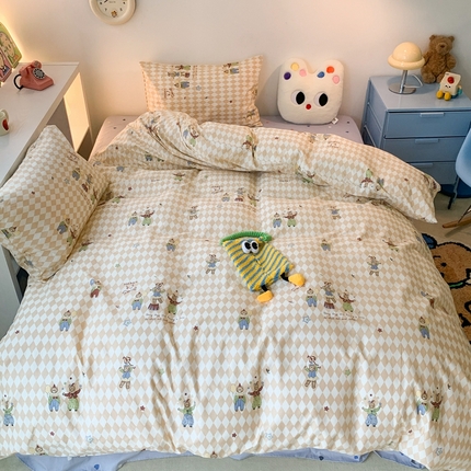 91家纺网 家纺一手货源 找家纺 昔可家纺 2023新款全棉四件套-洛丽塔风 熊熊马戏团