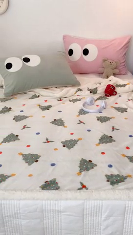 91家纺网 家纺一手货源 找家纺 昔可家纺 2023新款圣诞款毯子 彩色波点圣诞树