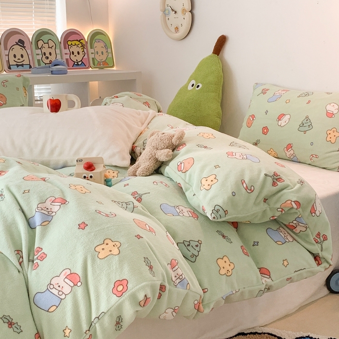 91家纺网 家纺一手货源 找家纺 昔可家纺 2023新款圣诞款四件套 圣诞小礼物