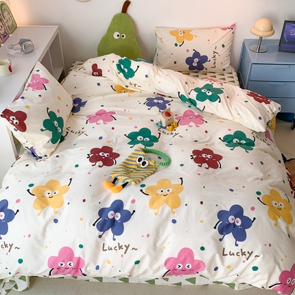 91家纺网 家纺一手货源 找家纺 昔可家纺 2023新款全棉四件套-潮趣系列 花瓣笑脸