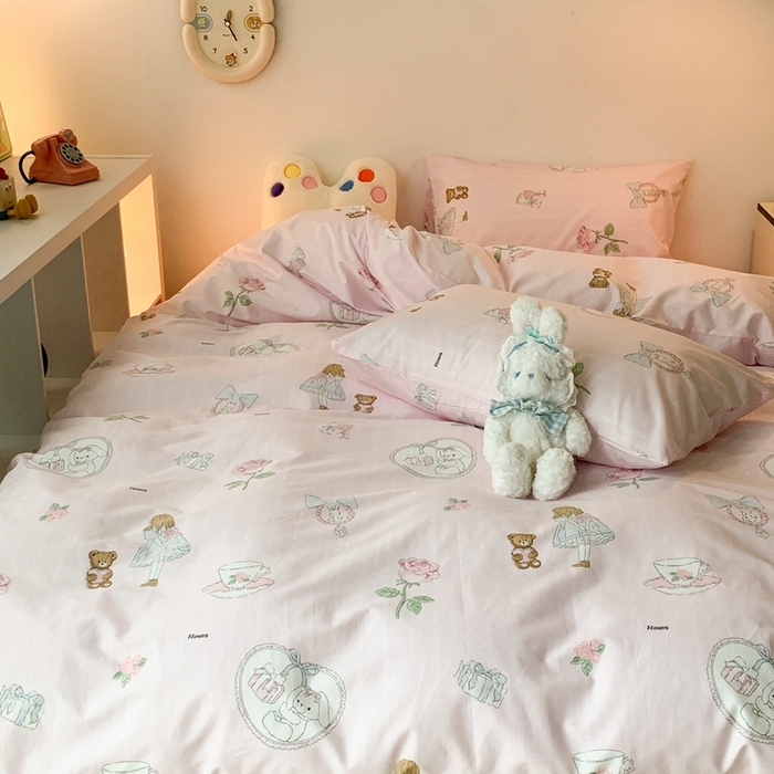 91家纺网 家纺一手货源 找家纺 昔可家纺 2023新款全棉四件套-洛丽塔风 女孩下午茶