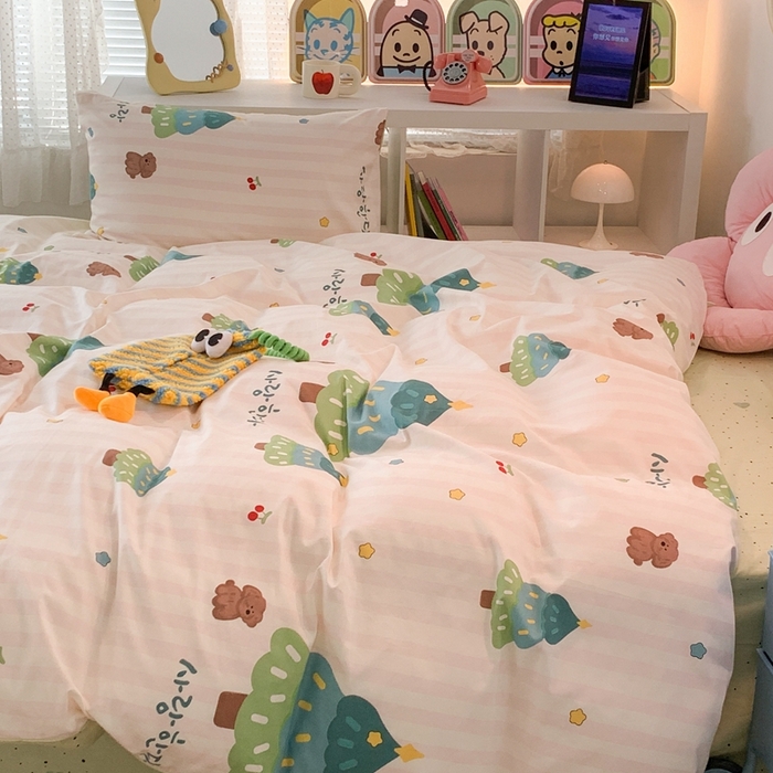 91家纺网 家纺一手货源 找家纺 昔可家纺 2023新款全棉四件套-ins卡通系列 星星圣诞树