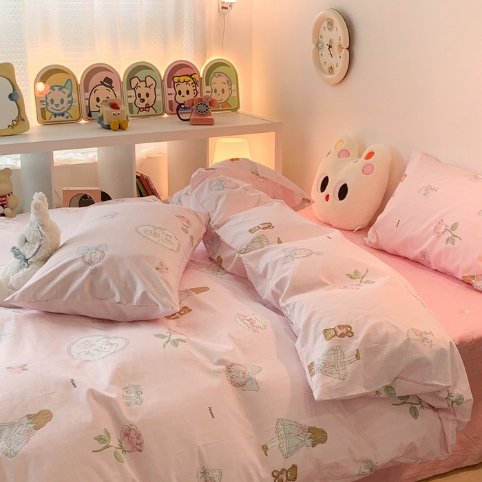 91家纺网 家纺一手货源 找家纺 昔可家纺 2023新款全棉四件套-洛丽塔风 女孩下午茶