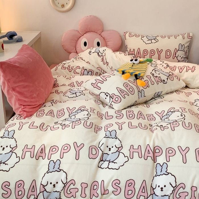 91家纺网 家纺一手货源 找家纺 昔可家纺 2023新款圣诞款四件套 圣诞小萌狗