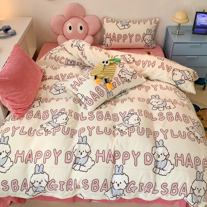 91家纺网 家纺一手货源 找家纺 昔可家纺 2023新款圣诞款四件套 圣诞小萌狗