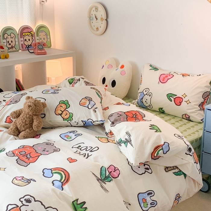 91家纺网 家纺一手货源 找家纺 （总）昔可家纺 2023新款全棉四件套-ins卡通系列