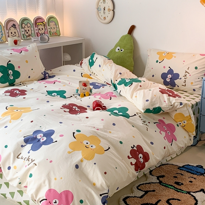 91家纺网 家纺一手货源 找家纺 昔可家纺 2023新款全棉四件套-潮趣系列 花瓣笑脸