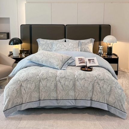 91家纺网 家纺一手货源 找家纺 （总）博纳家纺 2023新款牛奶绒宽边四件套嵌绳系列