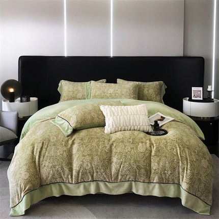 91家纺网 家纺一手货源 找家纺 （总）博纳家纺 2023新款牛奶绒宽边四件套嵌绳系列