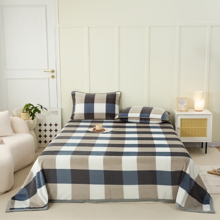 91家纺网 家纺一手货源 找家纺 恋人优选 2023新款牛奶绒毛毯 蓝大格