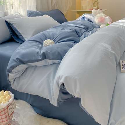 91家纺网 家纺一手货源 找家纺 凯洛奇 2023新款1超柔云朵棉大眼系列四件套 天蓝+宝石蓝