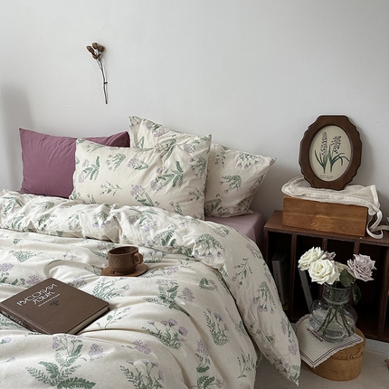 91家纺网 家纺一手货源 找家纺 恋恋三季 2024新款40支13372中古风全棉印花四件套-小野茶子 小野茶子（风格二）