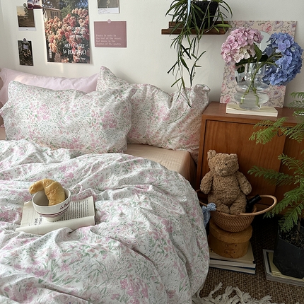 91家纺网 家纺一手货源 找家纺 恋恋三季 2024新款40支13372轻法式小清新田园全棉印花四件套-春日信 春日信（风格二）