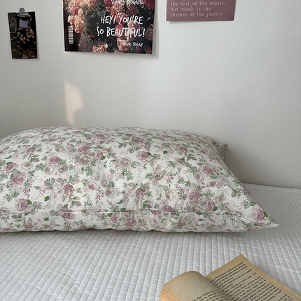 91家纺网 家纺一手货源 找家纺 恋恋三季 2024新款40支13372轻法式小清新田园全棉印花单枕套-浪漫满屋（风格一） 碎花