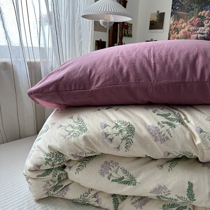 91家纺网 家纺一手货源 找家纺 （总）恋恋三季 2024新款40支13372中古风全棉印花单被套-小野茶子