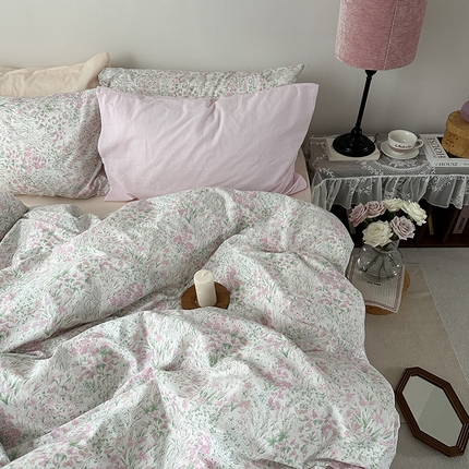 91家纺网 家纺一手货源 找家纺 恋恋三季 2024新款40支13372轻法式小清新田园全棉印花四件套-春日信 春日信（风格一）