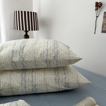 91家纺网 家纺一手货源 找家纺 恋恋三季 2024新款40支13372中古风全棉印花单枕套-塞纳河畔（风格二） 碎花