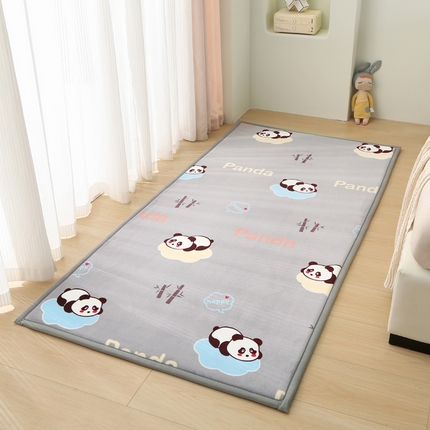 奇克家纺 2023新款加厚防滑可折叠牛奶绒床边垫地垫 熊猫灰