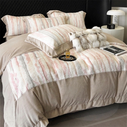 91家纺网 家纺一手货源 找家纺 馨蕊家居 2023秋冬轻奢煦暖绒系列四件套-托斯卡纳 托斯卡纳-可可粉