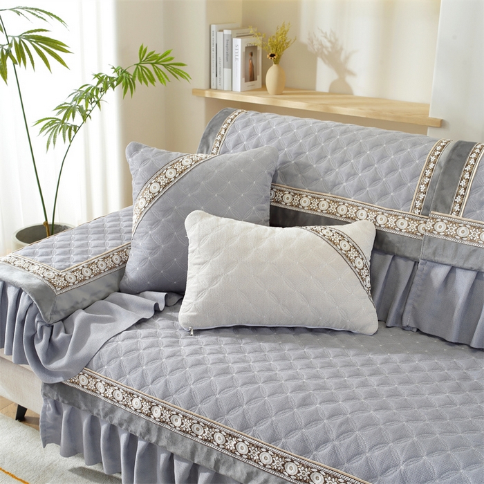 91家纺网 家纺一手货源 找家纺 共鸣沙发垫 2023新款九支婴儿绒沙发垫 九支婴儿绒灰色