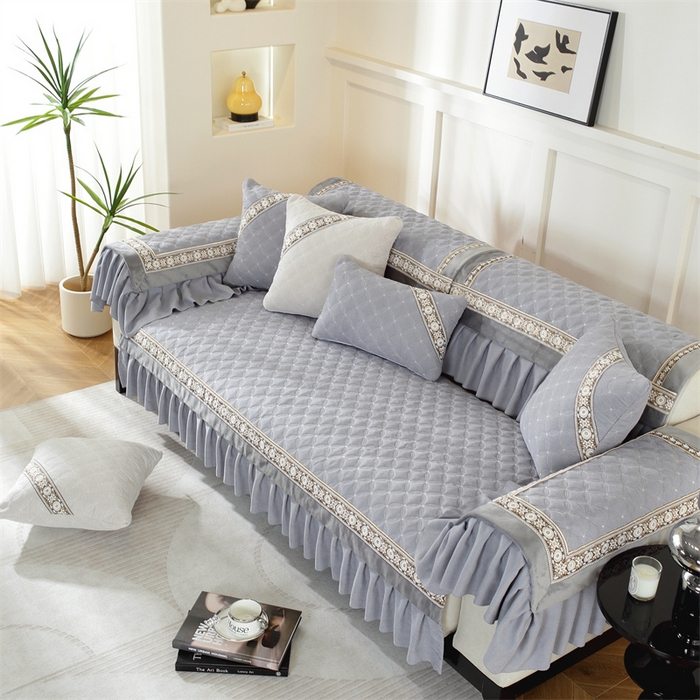 91家纺网 家纺一手货源 找家纺 共鸣沙发垫 2023新款定制九支婴儿绒沙发垫 九支婴儿绒灰色