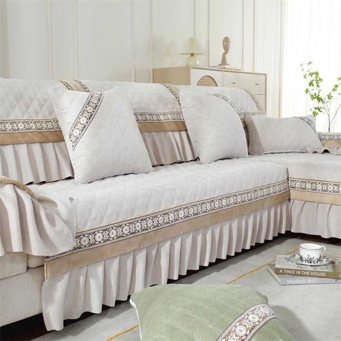 91家纺网 家纺一手货源 找家纺 共鸣沙发垫 2023新款九支婴儿绒沙发垫 九支婴儿绒米色