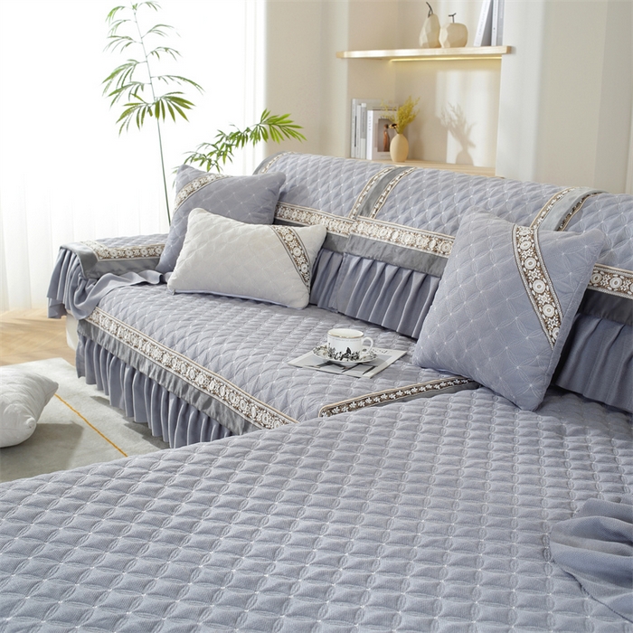 91家纺网 家纺一手货源 找家纺 共鸣沙发垫 2023新款九支婴儿绒沙发垫 九支婴儿绒灰色