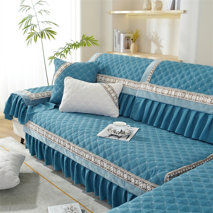 91家纺网 家纺一手货源 找家纺 共鸣沙发垫 2023新款九支婴儿绒沙发垫 九支婴儿绒蓝色