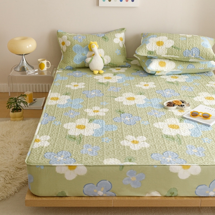 91家纺网 家纺一手货源 找家纺 忘忧草 2023新款A类全棉印花夹棉床笠 雅秀