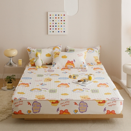 忘忧草 2023新款A类全棉印花夹棉床笠 可爱甜心