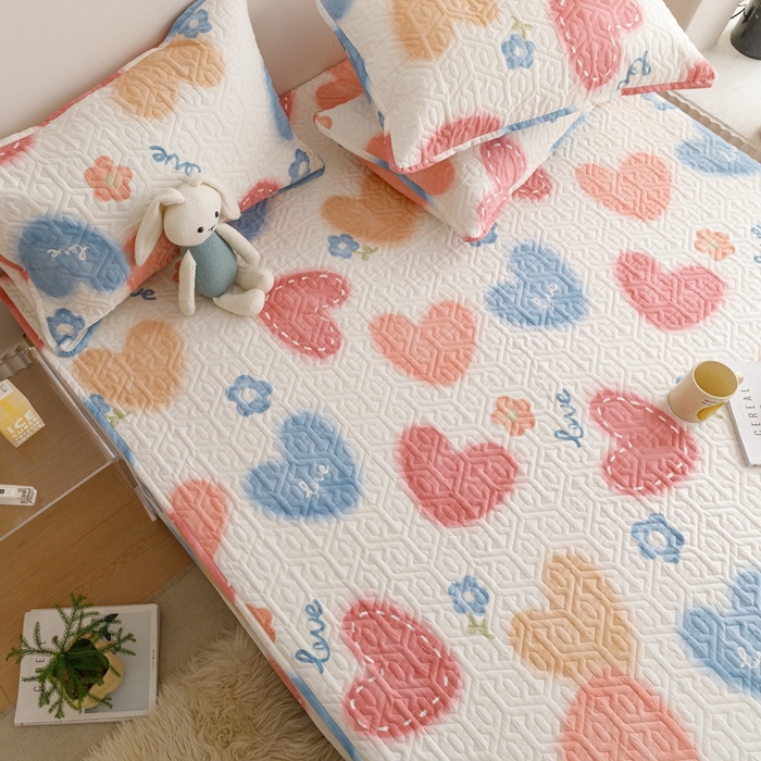 91家纺网 家纺一手货源 找家纺 忘忧草 2023新款A类全棉印花夹棉床笠 幸福满满