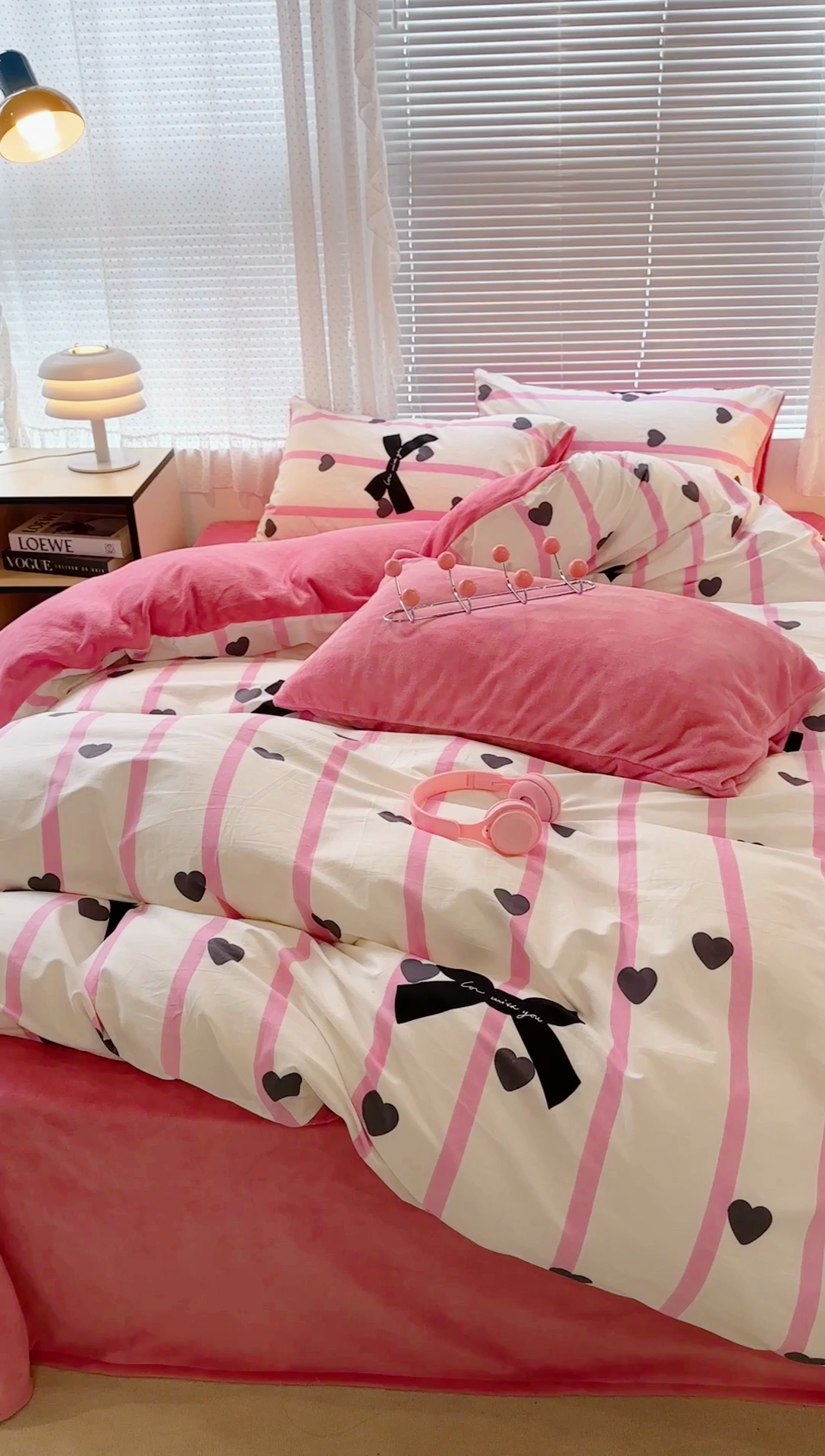 91家纺网 家纺一手货源 找家纺 昔可家纺 2023新款全棉加绒四件套 爱心丝带蝴蝶结