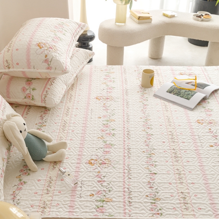 91家纺网 家纺一手货源 找家纺 忘忧草 2023新款A类全棉印花夹棉床笠 可韵