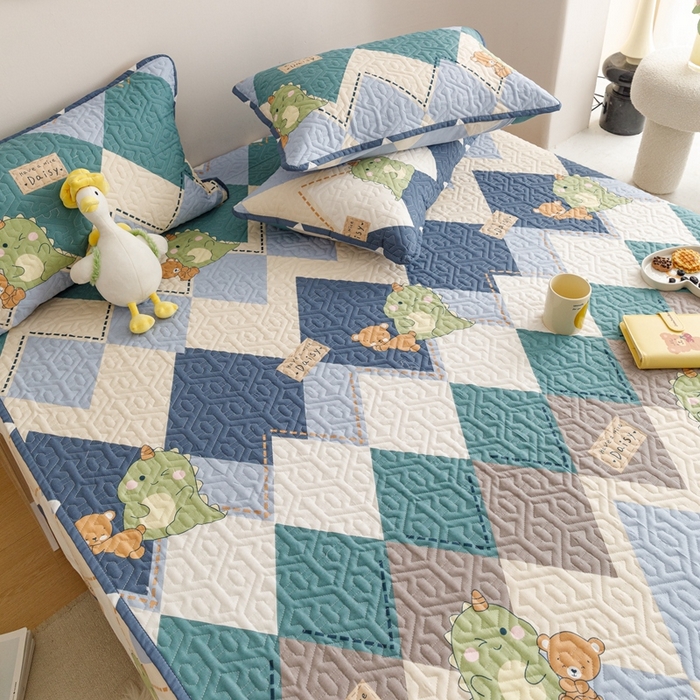 91家纺网 家纺一手货源 找家纺 忘忧草 2023新款A类全棉印花夹棉床笠 淘淘龙