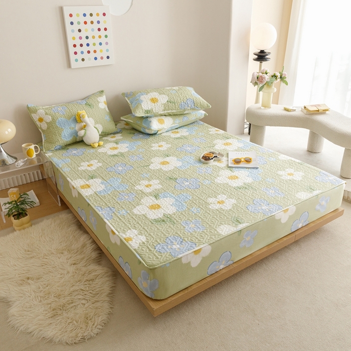 91家纺网 家纺一手货源 找家纺 忘忧草 2023新款A类全棉印花夹棉床笠 雅秀