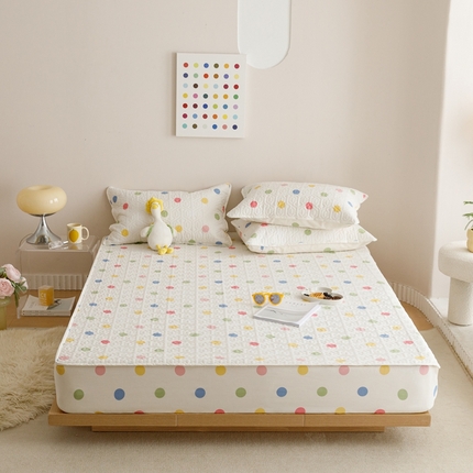 忘忧草 2023新款A类全棉印花夹棉床笠 活力波点