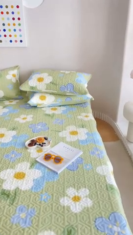 91家纺网 家纺一手货源 找家纺 忘忧草 2023新款A类全棉印花夹棉床笠 雅秀